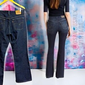 Vintage Levi's Women's 515 Dark Wash Bootcut Low Rise Jeans, 14 Short